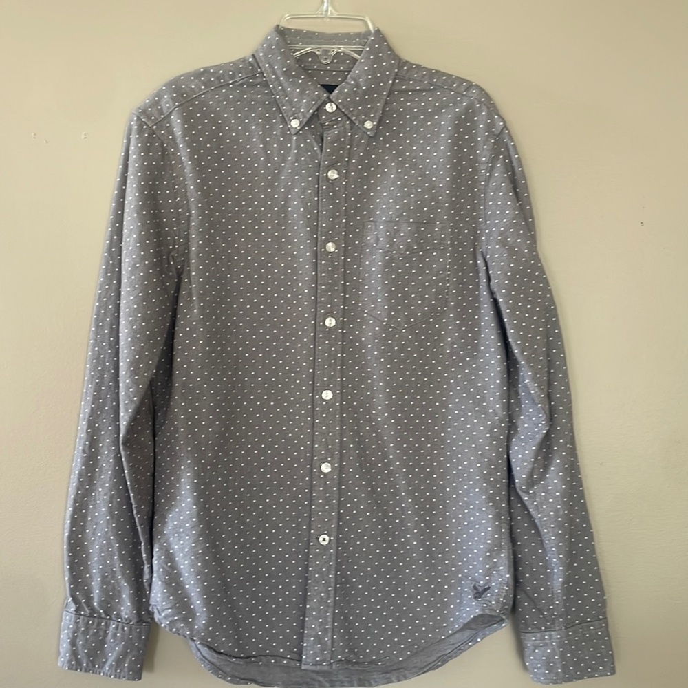 American Eagle Polka Dot Button Down